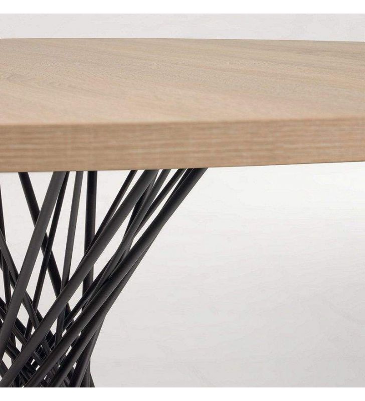Table ronde avec pieds centraux croisés et design vintage 120 cm  - 4