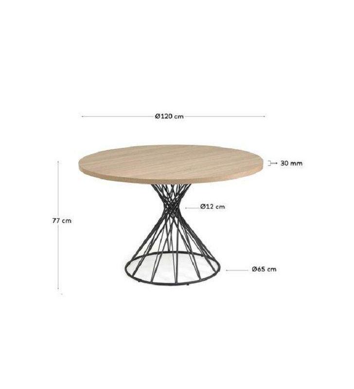 Table ronde avec pieds centraux croisés et design vintage 120 cm  - 8