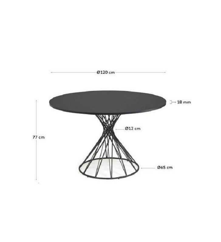 Table ronde avec pieds centraux croisés et design vintage 120 cm  - 9