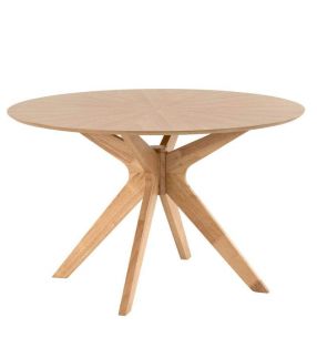 Mesa redonda clásica en Roble o Nogal Carmel de 120 cm de diametro  - 6