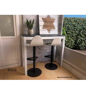 Tabouret haut à gaz Tabu en bois, laqué et rembourré pour comptoir de cuisine  - 5