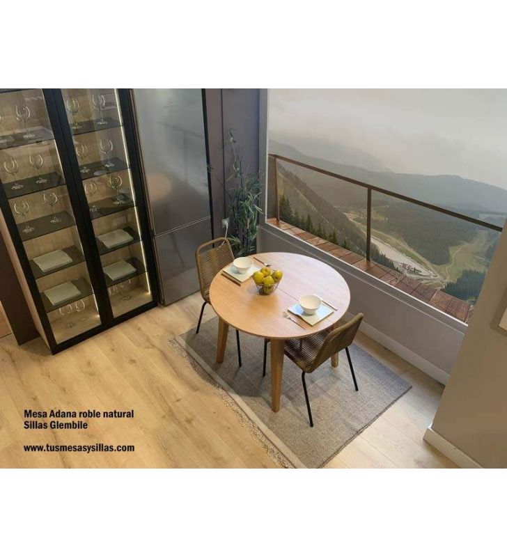 Table à manger ronde extensible de style nordique en hêtre ou chêne  - 10