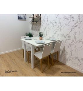 Mesa pequeña extensible Flavia fondo de 45 ó 50 cm extensiones frontales  - 6