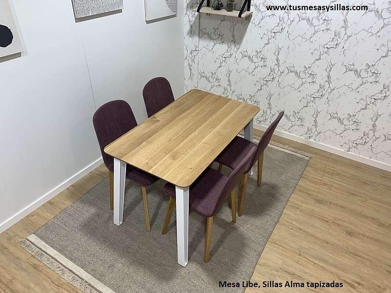 Mesas de madera maciza moderna Libe con patas metálicas cocina o comedor - 3
