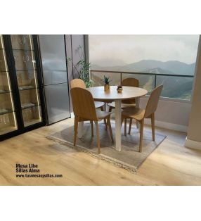 Chaise en chêne Alma en stock pour salle à manger et cuisine avec dossier haut  - 3