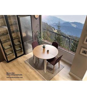 Table ronde extensible Libe avec pieds en métal pour salle à manger ou cuisine  - 1