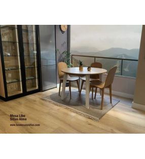 Table ronde extensible Libe avec pieds en métal pour salle à manger ou cuisine  - 3