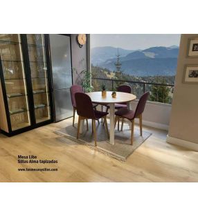 Table ronde extensible Libe avec pieds en métal pour salle à manger ou cuisine  - 14