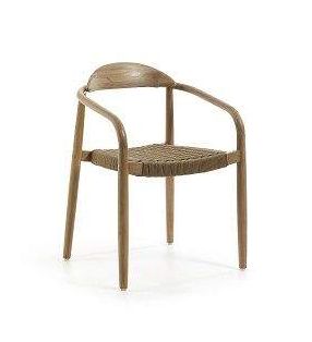 Chaise Nina en bois et accoudoirs pour terrasse extérieure ou intérieure. - 15