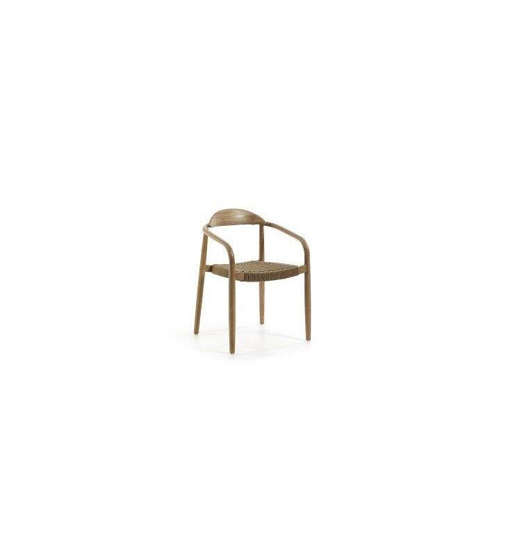 Chaise Nina en bois et accoudoirs pour terrasse extérieure ou intérieure.  - 15