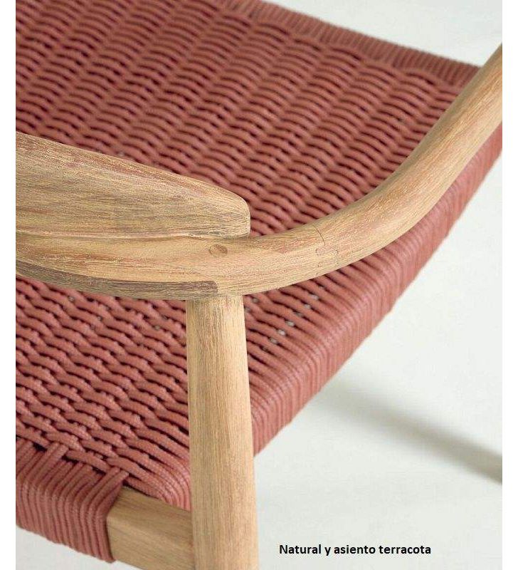 Chaise Nina en bois et accoudoirs pour terrasse extérieure ou intérieure.  - 16