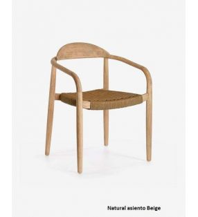 Chaise Nina en bois et accoudoirs pour terrasse extérieure ou intérieure. - 18