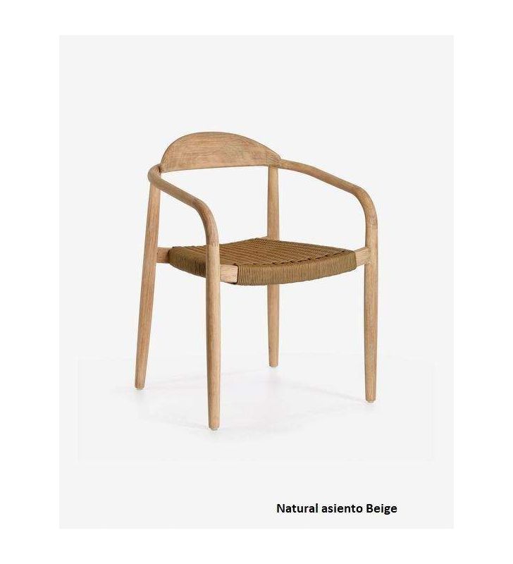 Chaise Nina en bois et accoudoirs pour terrasse extérieure ou intérieure.  - 18