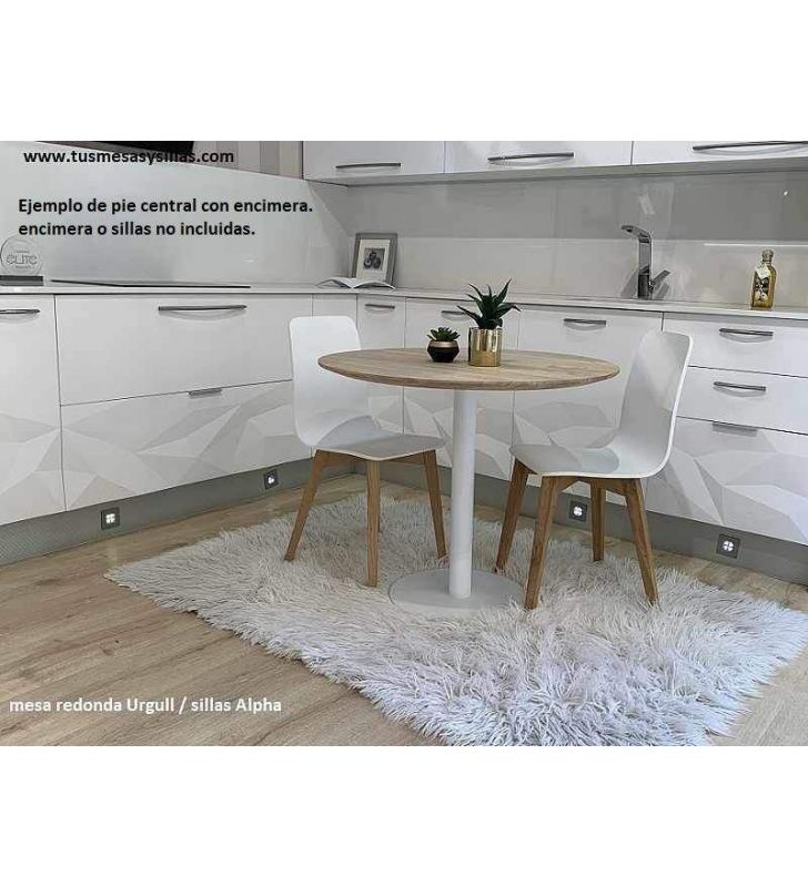 plan de travail en bois massif au pied central