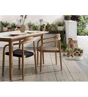 Chaise Nina en bois et accoudoirs pour terrasse extérieure ou intérieure. - 19