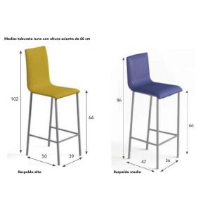 Tabouret haut Juno avec assise et dossier rembourrés pour îlots ou comptoirs  - 3