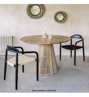 Mesa redonda pie central para exterior Jeanette y 120 cm de diametro - 8