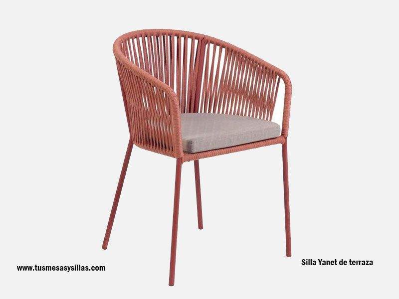 Silla para exterior y jardín Yanet de cuerda sintética envolvente.  - 1