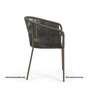 Silla para exterior cubierto y terraza Yanet de cuerda sintética envolvente y ligera  - 5