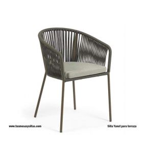 Silla para exterior cubierto y terraza Yanet de cuerda sintética envolvente y ligera  - 13