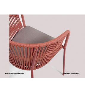 Silla para exterior cubierto y terraza Yanet de cuerda sintética envolvente y ligera  - 14