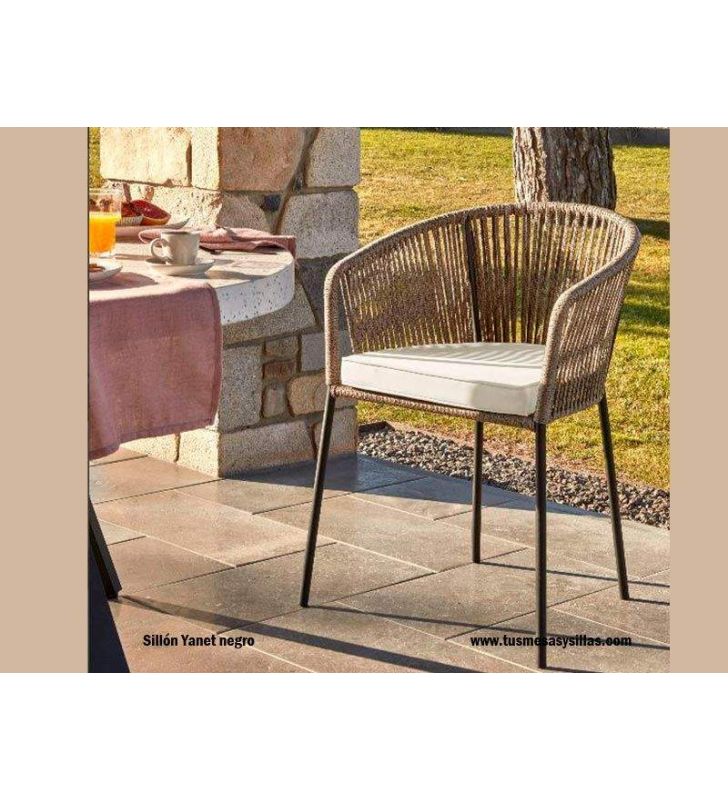 Silla para exterior y jardín Yanet de cuerda sintética envolvente.  - 3