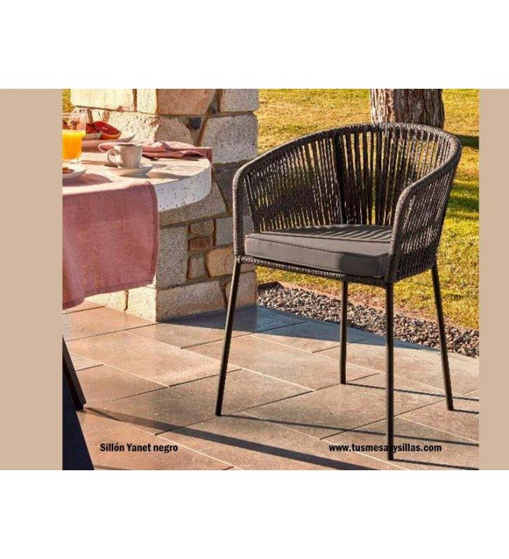 Silla para exterior y jardín Yanet de cuerda sintética envolvente.  - 4