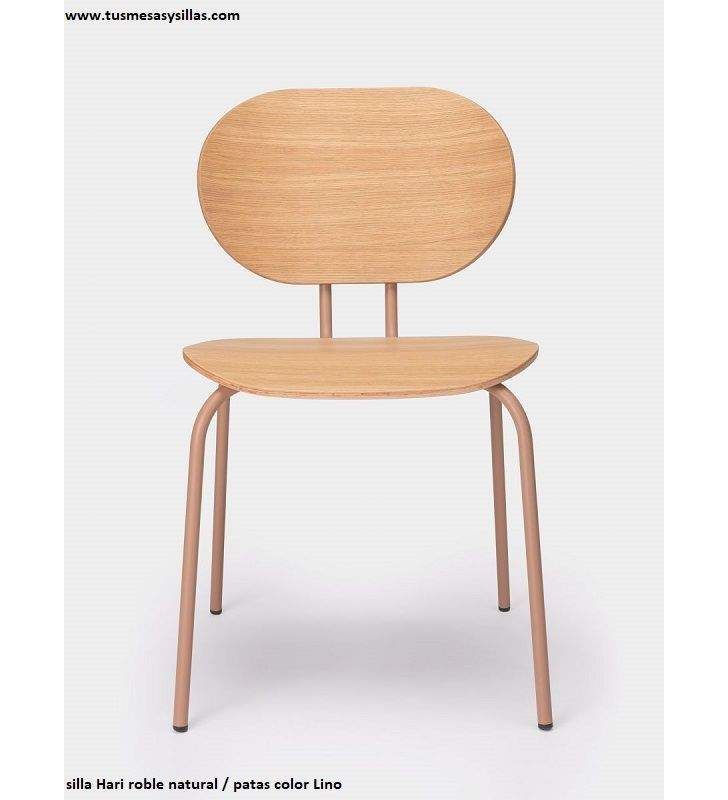 Chaise Hari en chêne verni empilable avec pieds en métal  - 2
