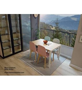 Petite table extensible 90x80cm pour cuisine en verre, céramique  - 1