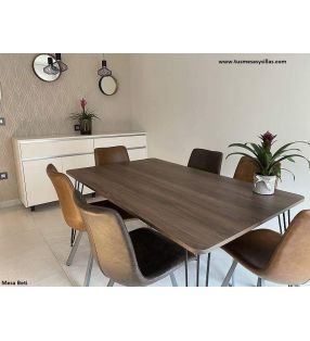 Mesa Beti de estilo vintage extensible incluso hasta 3 m y esquinas redondas  - 1