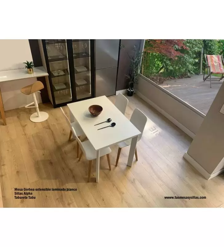 Table extensible Gorbea 100 cm de long et plateau en stratifié  - 6