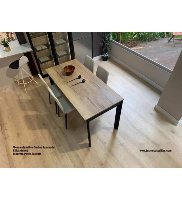 Table avec 2 rallonges et plateau en stratifié Gorbea de 130 cm de long  - 12