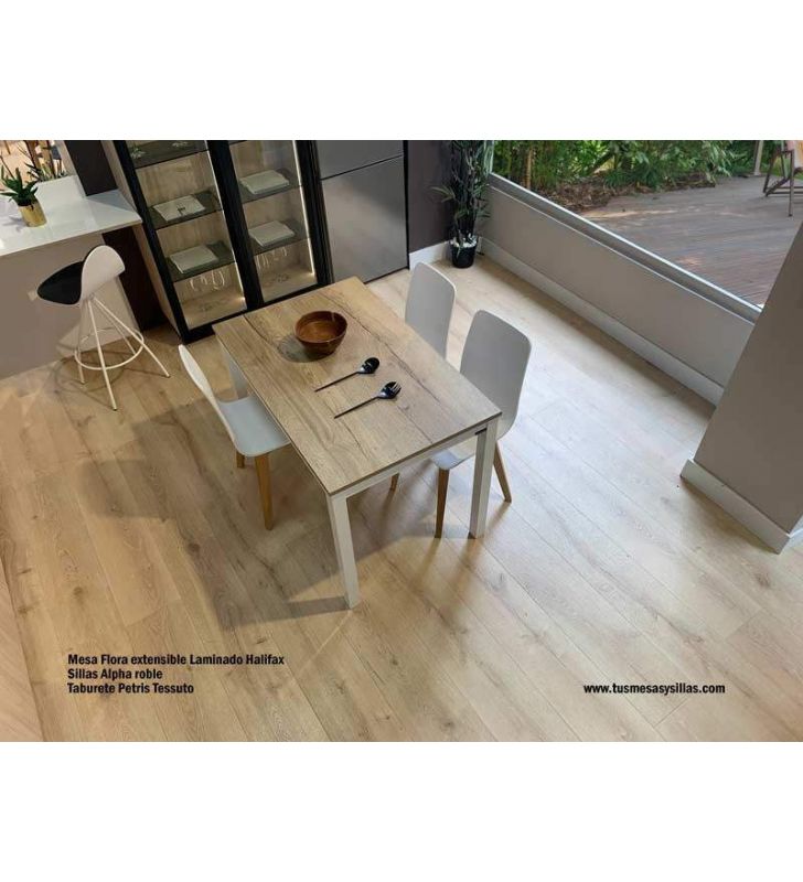 Table extensible Gorbea 100 cm de long et plateau en stratifié  - 14