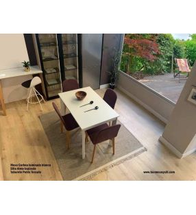 Table Gorbea longueur 150 cm, plateau stratifié et 2 rallonges - 13