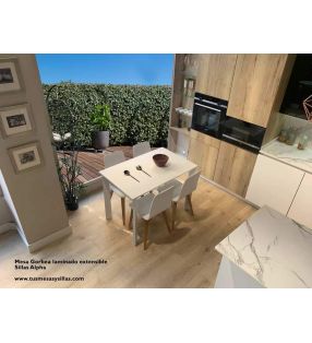 Table avec 2 rallonges et plateau en stratifié Gorbea de 130 cm de long - 17