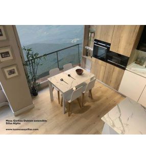 Mesa Gorbea Dekton largo 100 extensible de cocina o comedor con dos extensiones  - 2