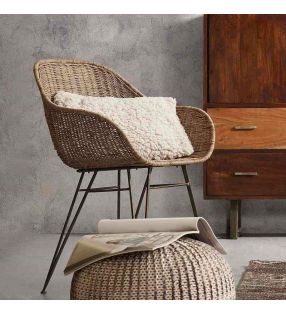 Silla ratán y metal con brazos Charley para exterior de estilo vintage  - 2