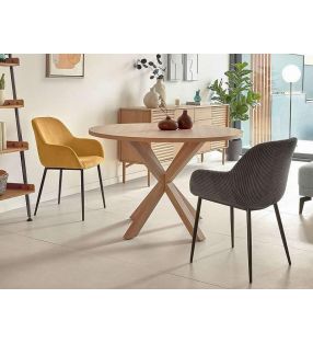 Mesa redonda de patas cruzadas Argo en blanco, madera o negra  - 27