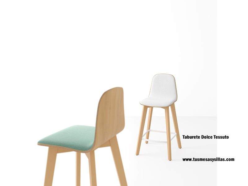 Taburete alto con respaldo de estilo nórdico Dolce con asiento en 2 tonos - 2