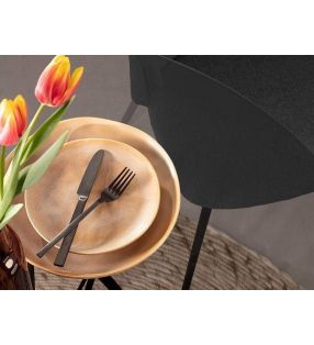 Table ronde style industriel Niut 120 cm plan de travail en verre fumé  - 4