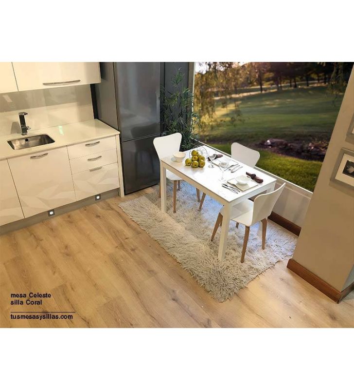 Mesa cocina extensible Celeste, extensible igual