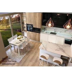 Mesa cocina extensible Celeste, extensible igual