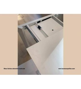 Mesa extensible Gorbea de largo 160 cm y fondo de 70, 80 ó 90 cm en laminado  - 14