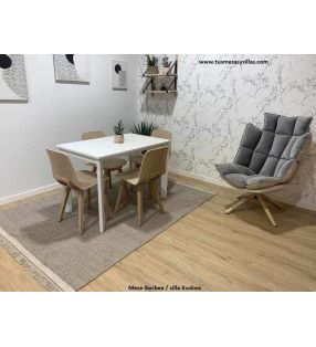 Mesa Gorbea Dekton largo 100 extensible de cocina o comedor con dos extensiones  - 10