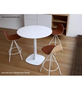 Table haute ronde en verre