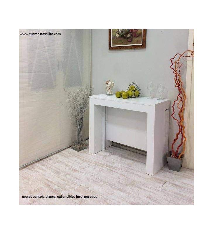 mesa consola extensible 3 metros blanca 