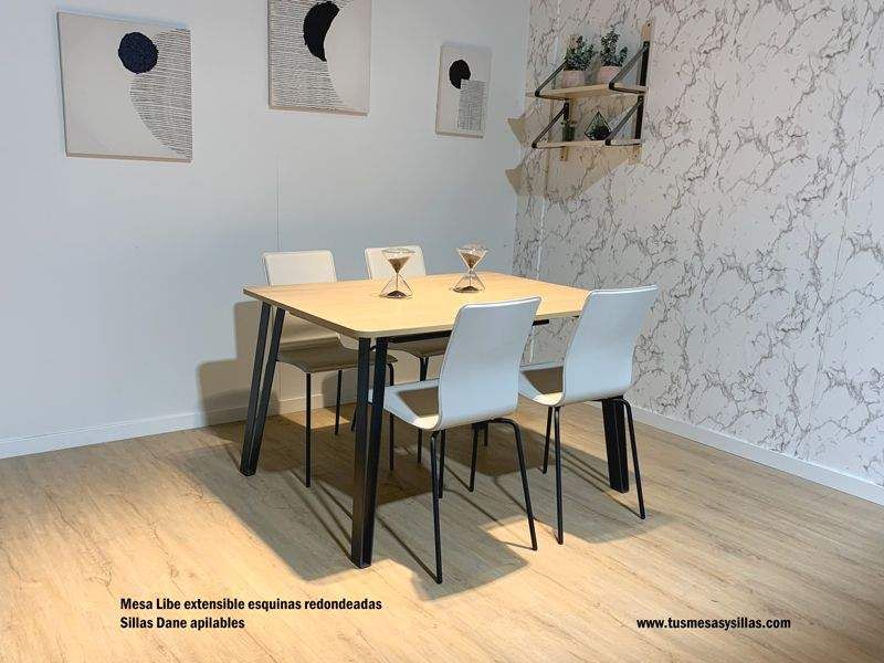 Mesa Libe de diseño moderno y esquinas redondeadas extensible hasta 3 metros