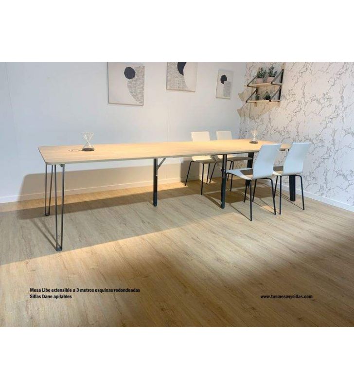 Table Libe au design moderne et aux coins arrondis extensible jusqu'à 3 mètres  - 13