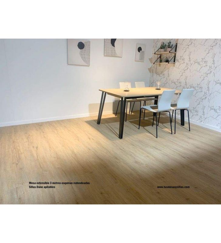 Table Libe au design moderne et aux coins arrondis extensible jusqu'à 3 mètres  - 10
