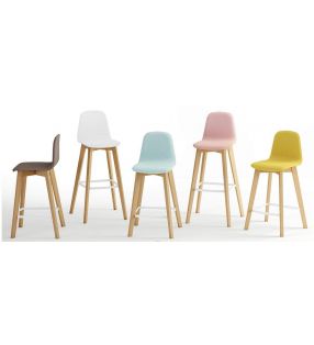 Taburete alto con respaldo de estilo nórdico Dolce con asiento en 2 tonos - 1